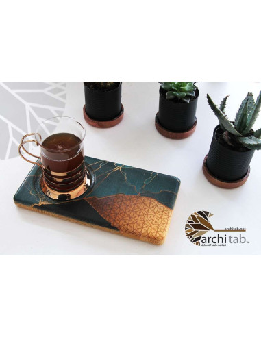 turkuaz renkli ahşap sunum