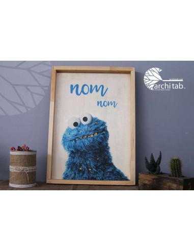 Cookie Monster 100% natural wood wall and table painting. Click