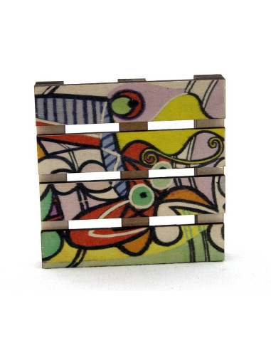 Pablo Picasso's work on the mini-pallet coasters. For art lovers!
