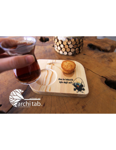 Calimero Ugly Duckling design wooden tea serving plate