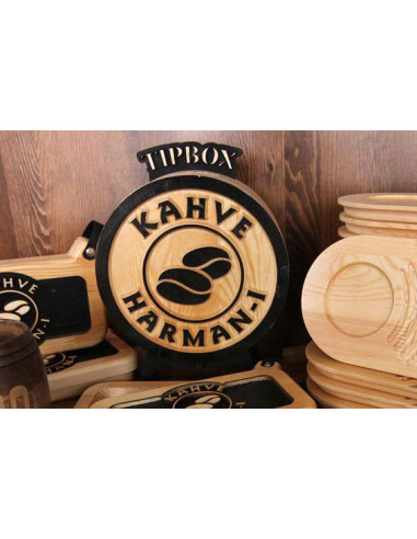 Wooden tip box for Cafe Restaurant and Hotel logo - Architab.Net