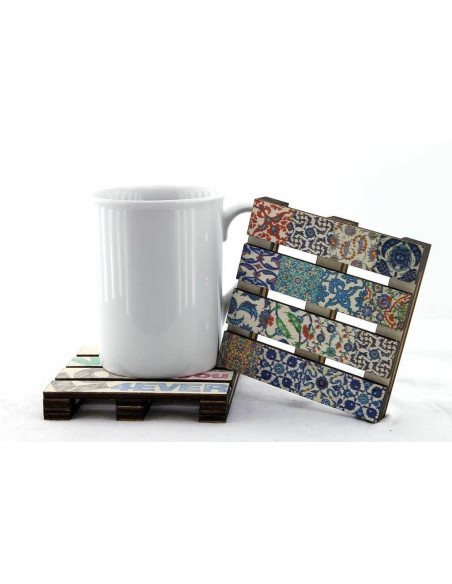 Tile patterned patchwork coaster