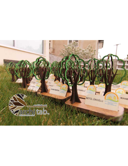 Natural wooden table name holder with three-dimensional tree design Nameplate prices