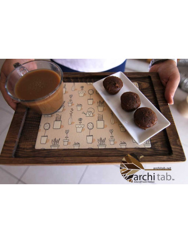 Flowerpot and flower-patterned natural wooden tray models are here. buy.