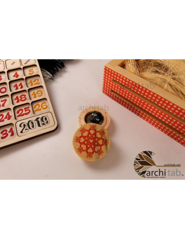 kar tanesi tasarımlı ahşap yüzük kutusu