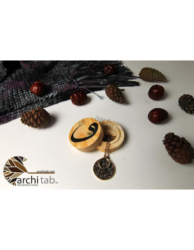 Natural wooden ring box with vav letter - Romantic gift for valentine