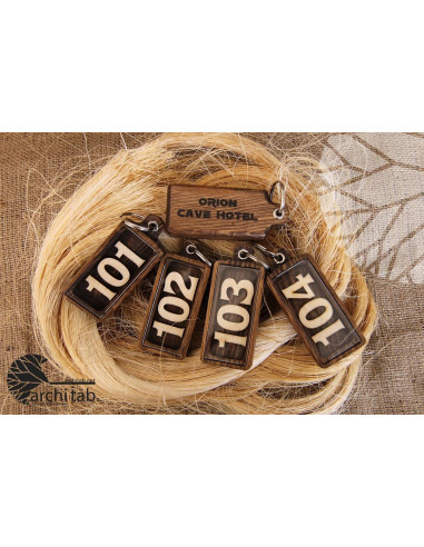 Natural wooden keychain models for boutique hotels - Architab Atölye