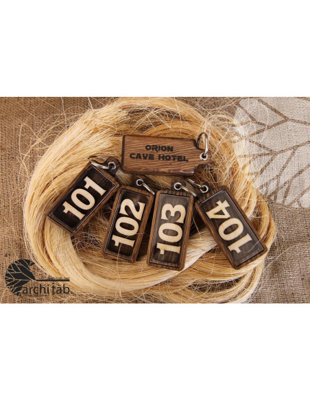 Natural wooden keychain models for boutique hotels - Architab Atölye