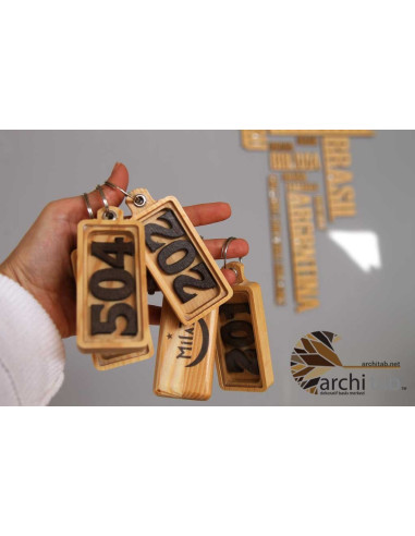 ahşap butik otel anahtarlığı