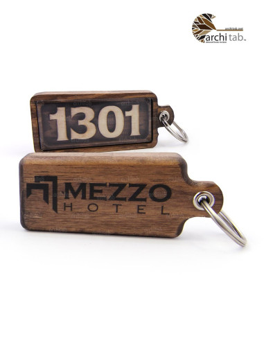 Natural wooden keychain models for boutique hotels - Architab Atölye