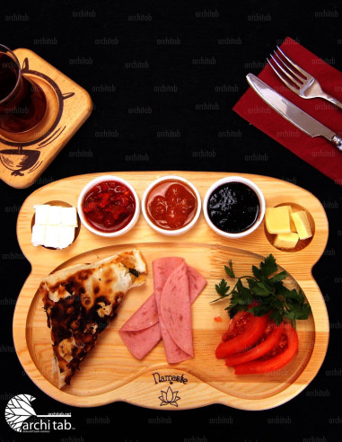 Natural wood oval single wooden breakfast serving plate | Architab