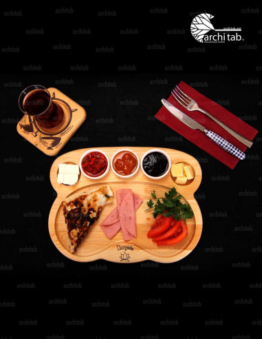 Natural wood oval single wooden breakfast serving plate | Architab