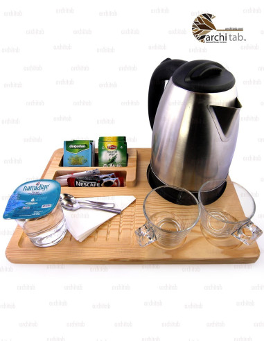 doğal ahşap otel ikram tepsisi