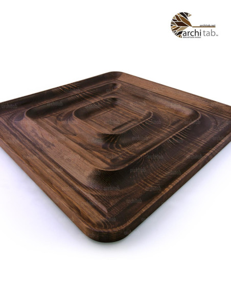 Looking for a Square Wooden Serving Plate with Compartments? Architab Workshop