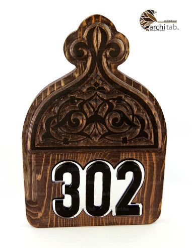 Custom Wood Carving Hotel Room Door Number - Architab Atölye