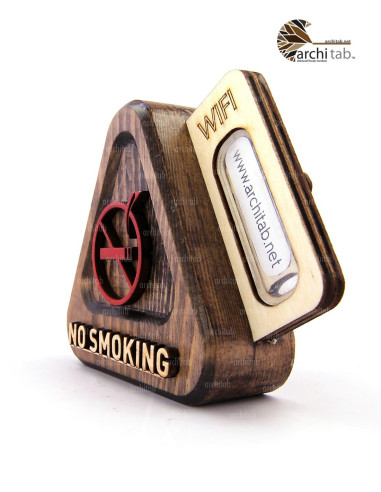 Desktop No Smoking Sign - Decorative and Stylish in Natural Wood