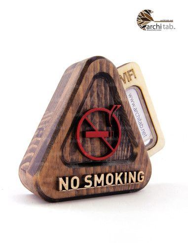 Desktop No Smoking Sign - Decorative and Stylish in Natural Wood