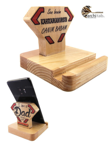 Wooden phone stand to gift to the best dad in the world
