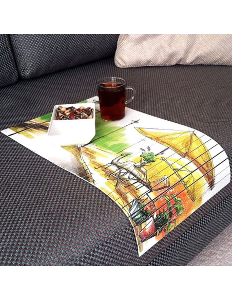 Coffee table models that are fully compatible with the style of your room with their colorful prints.