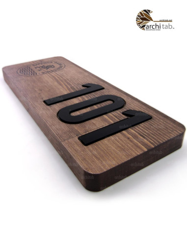Hotel Room Door Numbers Walnut Color Wooden Design - Architab Atölye