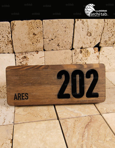 Hotel Room Door Numbers Walnut Color Wooden Design - Architab Atölye