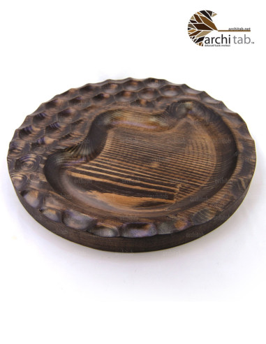 Geometrik Desen Oymalı Ahşap Dekoratif Tabak / Architab Atölye