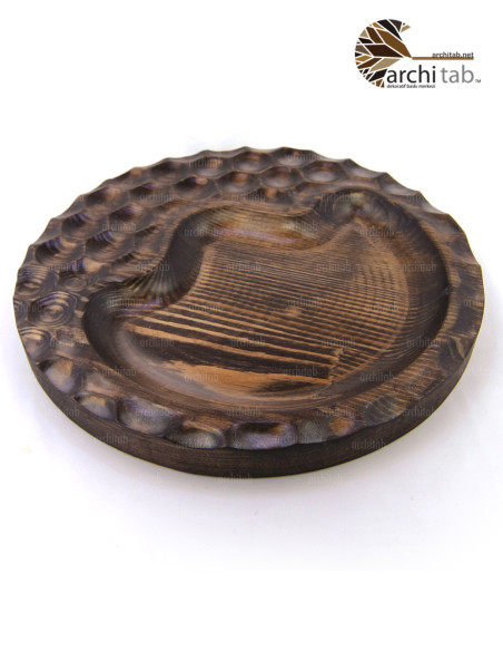 Geometric Pattern Carved Wooden Decorative Plate / Architab Workshop