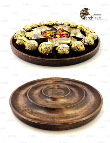Round Design and Divided Natural Wood Serving Plate - Architab -