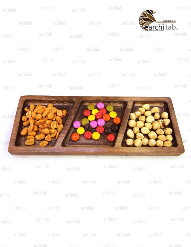 Three Section Wooden Snack Holder - Architab Atölye