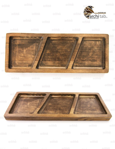 Three Section Wooden Snack Holder - Architab Atölye