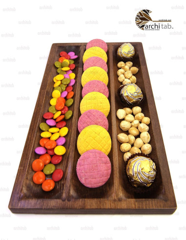 üç çizgili ahşap sunum tabağı