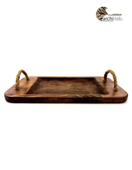 Natural Wooden Rope Serving Tray - Architab Atölye