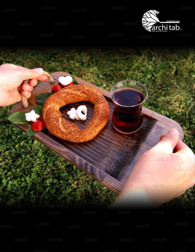 Natural Wooden Rope Serving Tray - Architab Atölye