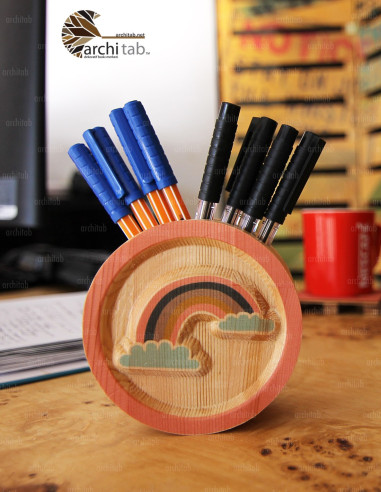 Wooden Desk Pen Holder - Architab Atölye