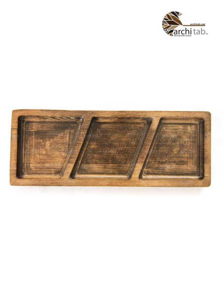 Three Section Wooden Snack Holder - Architab Atölye