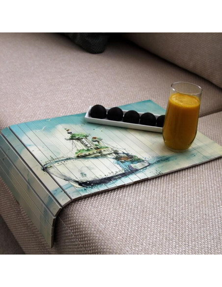 Decorative and stylish armchair with ship pattern. Nesting table prices.