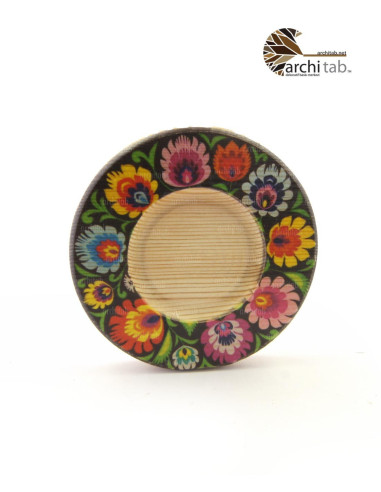 Colorful Round Wooden Tea Serving Plate Model - Architab Atölye