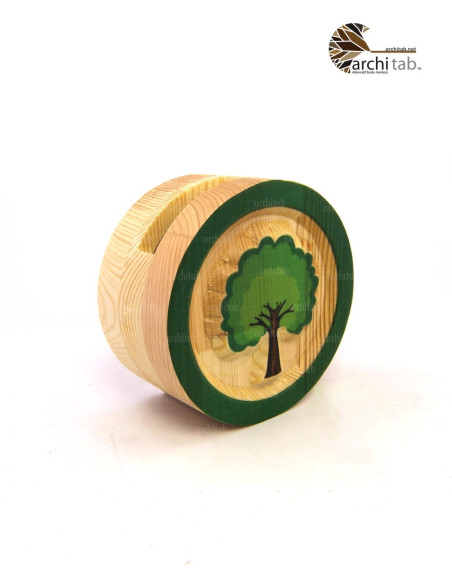 Check out the tree-themed wooden carved pen holder model - Architab Atölye