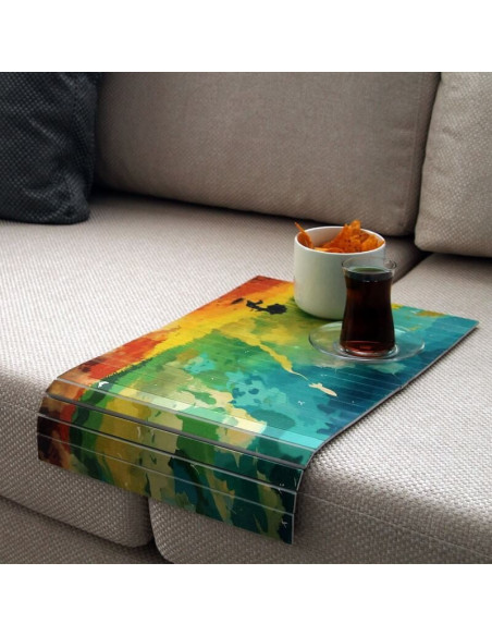 Color your home with a rainbow-themed wooden sofa table. |‎ click