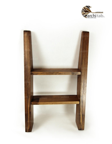 Ladder-shaped wooden towel warmer and boucle shelf - Architab