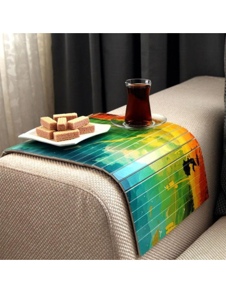 Color your home with a rainbow-themed wooden sofa table. |‎ click