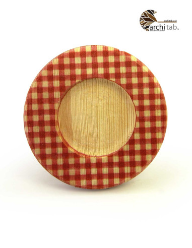 Gingham patterned wooden tea plate presentation - Architab Atölye