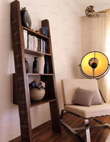 Vintage Wood Carved Ladder Shelf - Architab Workshop