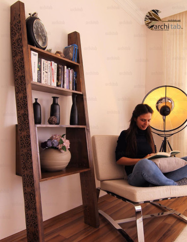 Vintage Wood Carved Ladder Shelf - Architab Workshop