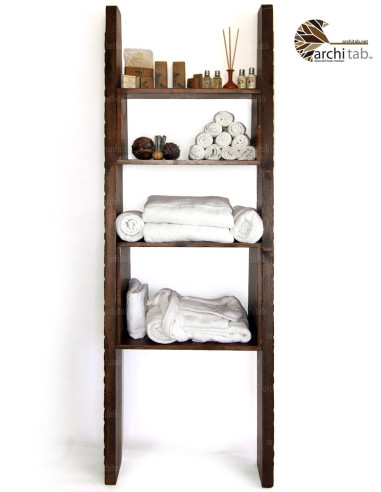 Vintage Wood Carved Ladder Shelf - Architab Workshop