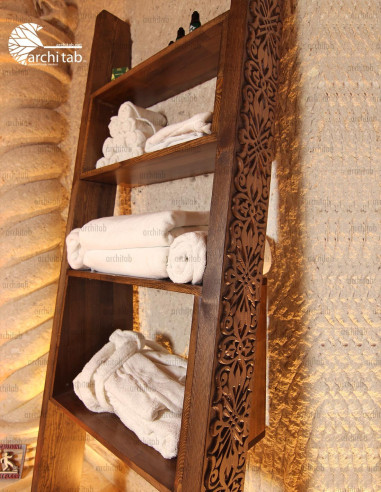 Vintage Wood Carved Ladder Shelf - Architab Workshop