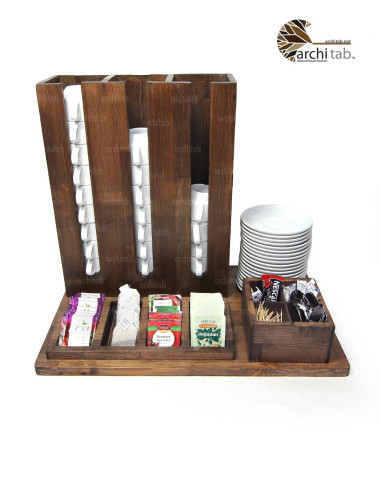 Tea-Coffee Stand Designed from Natural Wood for Your Office or Hotel