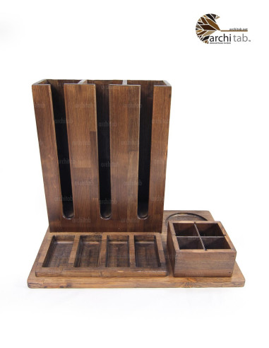 Tea-Coffee Stand Designed from Natural Wood for Your Office or Hotel