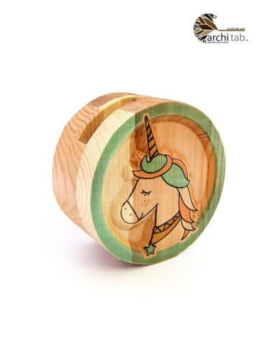 Natural Wood Embossed Unicorn Pencil Holder - Architab Workshop