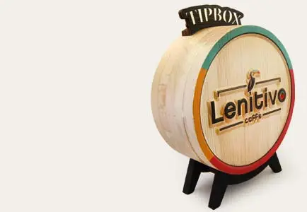 ahşap logolu bahşiş kutusu tipbox